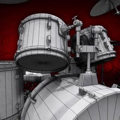 3D Model of Game-ready low polygon drum kit - 3D Render 10